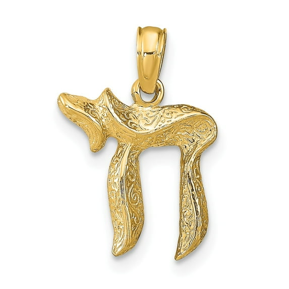 14K Yellow Gold Charm Pendant 18 mm 13 Chai