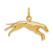 14K Yellow Gold Charm Pendant 18 mm 25 Greyhound