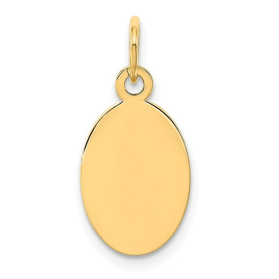 14K Yellow Gold Charm Pendant 20 mm 9 Plain .009 Gauge Engravable Oval Disc
