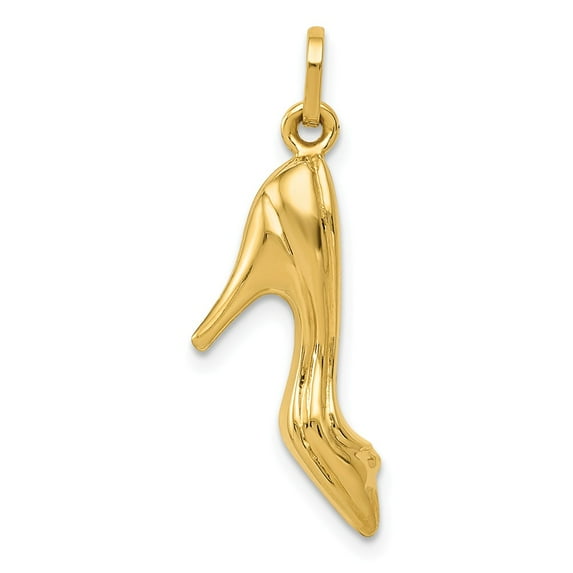14K Yellow Gold Charm Pendant 21 mm 14 High Heel Shoe