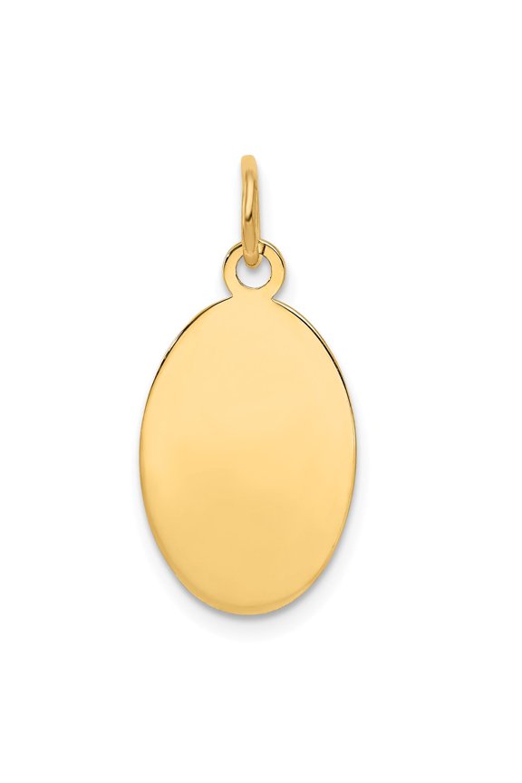 14K Yellow Gold Charm Pendant 22 mm 11 Plain .009 Gauge Engravable Oval Disc