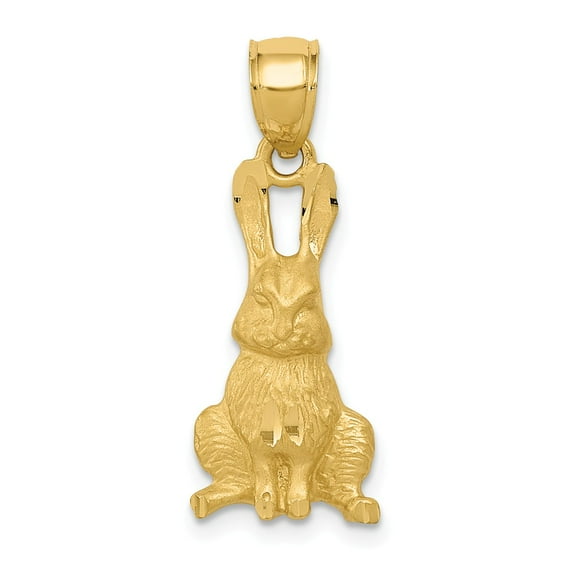 14K Yellow Gold Charm Pendant 25.5 mm 10 Diamond-Cut Rabbit