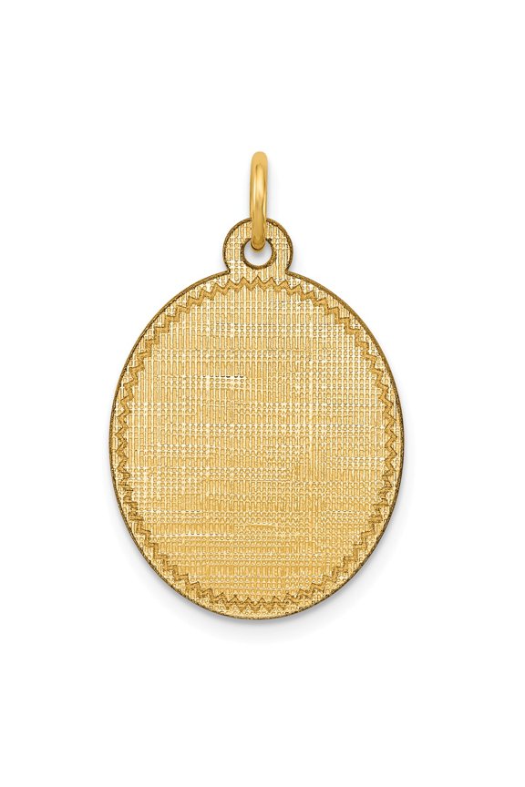 14K Yellow Gold Charm Pendant 27 mm 16 Patterned .018 Gauge Engravable Oval Disc
