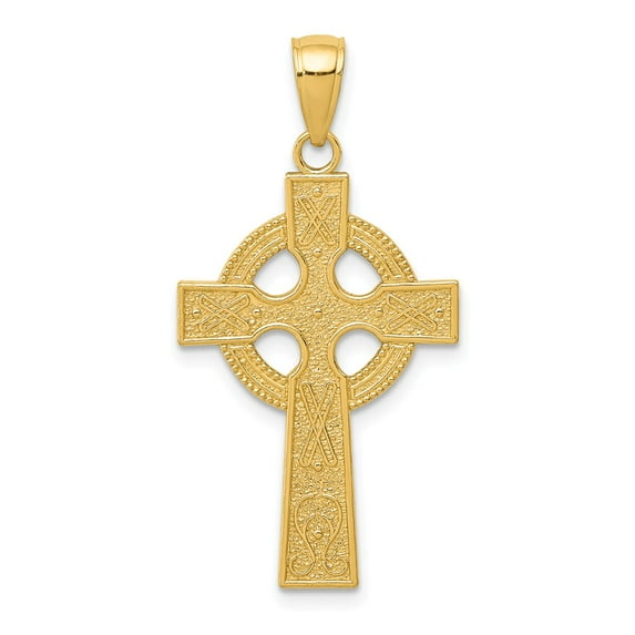 14K Yellow Gold Charm Pendant 28 mm 17 Celtic Cross