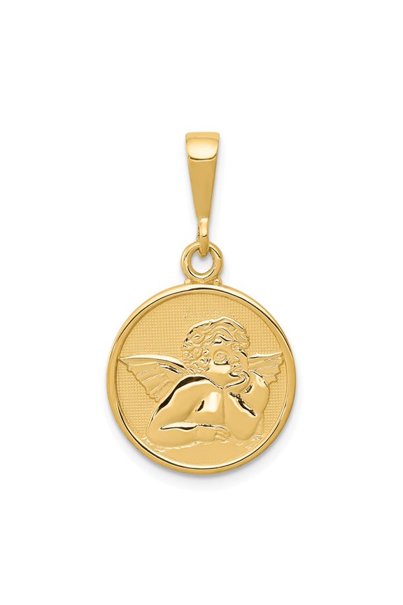 14K Yellow Gold Charm Pendant 29 mm 16 Polished & Satin Raphael Angel