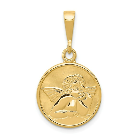 14K Yellow Gold Charm Pendant 29 mm 16 Polished & Satin Raphael Angel