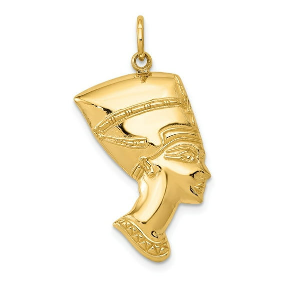14K Yellow Gold Charm Pendant 30.5 mm 16 Nefertiti