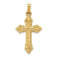 thumbnail image 1 of 14K Yellow Gold Charm Pendant Brushed And Polished Budded Cross, 1 of 3