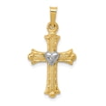 thumbnail image 1 of 14K Yellow Gold Charm Pendant Diamond Diamond, Textured, Brushed & Polished Fleur De Lis Cross, 1 of 3