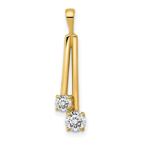 14K Yellow Gold Charm Pendant Diamond Round 27 mm 7 1.36 In