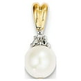 thumbnail image 1 of 14K Yellow Gold Charm Pendant Diamond Round Pearl Freshwater 14 mm 6, 1 of 2