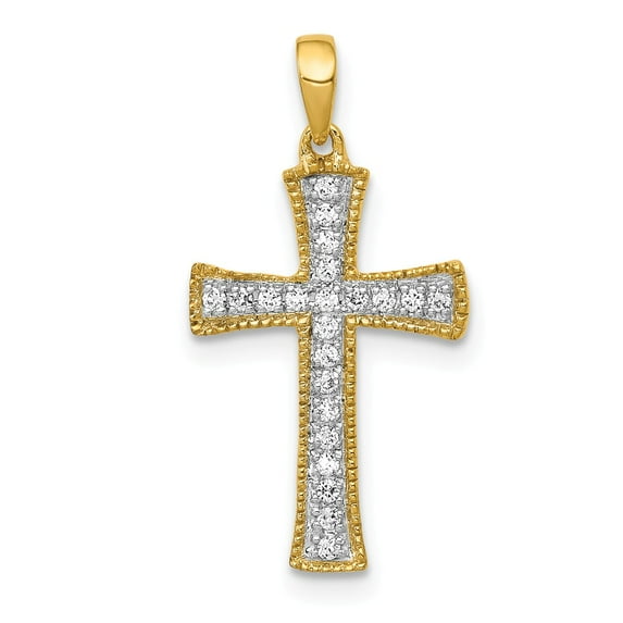 14K Yellow Gold Charm Pendant Diamond Round