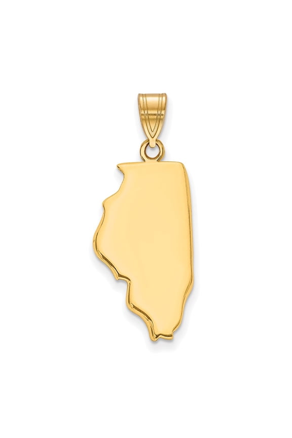 14K Yellow Gold Charm Pendant Illinois Il State Bail Only