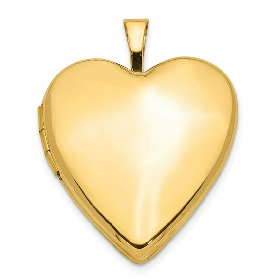 14K Yellow Gold Charm Pendant Locket 25 mm 20 20Mm Plain Polished Heart