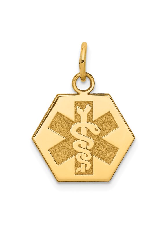 14k Yellow Gold Medical Alert Symbol Pendant – Made In USA, Surano Design