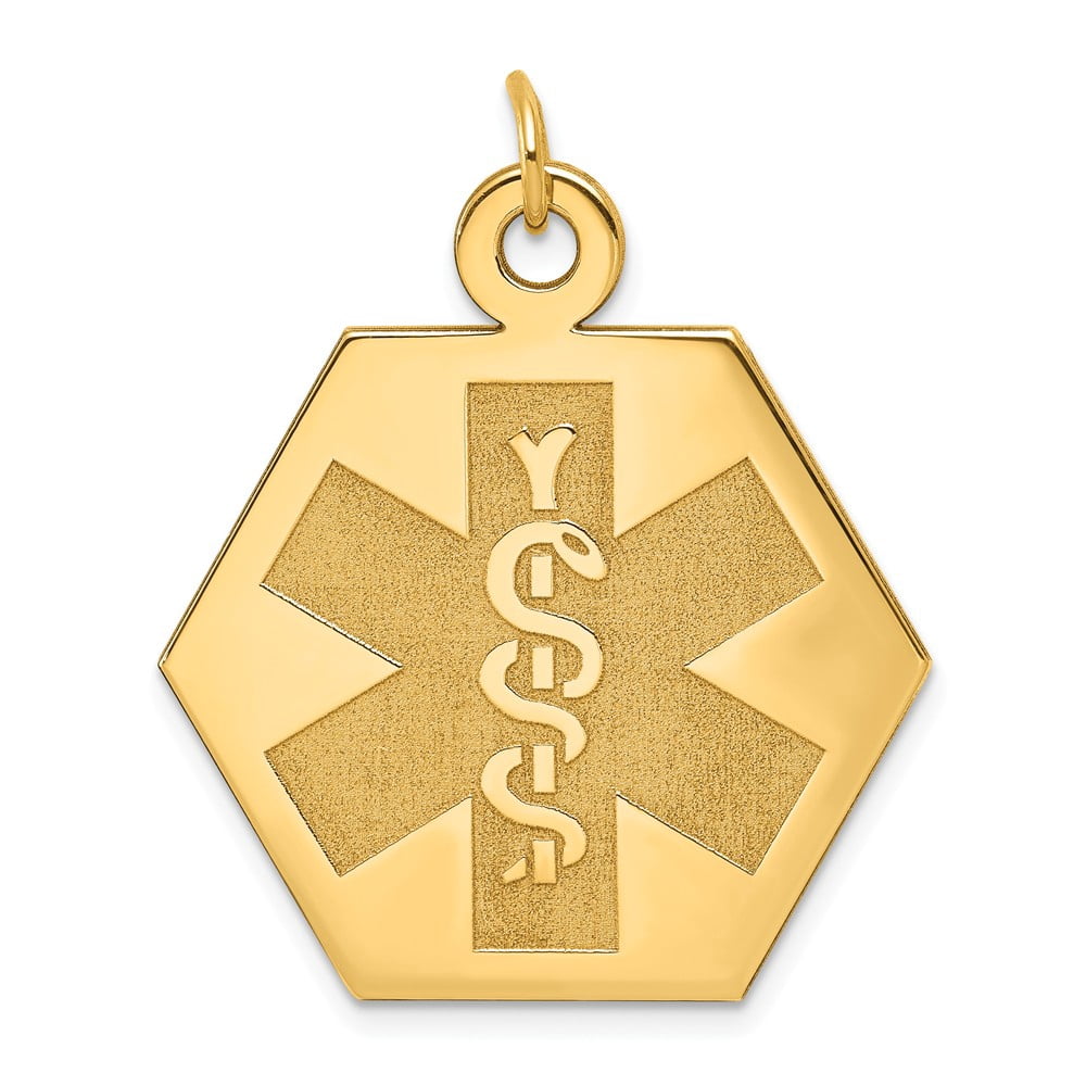 14K Yellow Gold Charm Pendant Medical Alert 23.8 mm 22.5 - Walmart.com