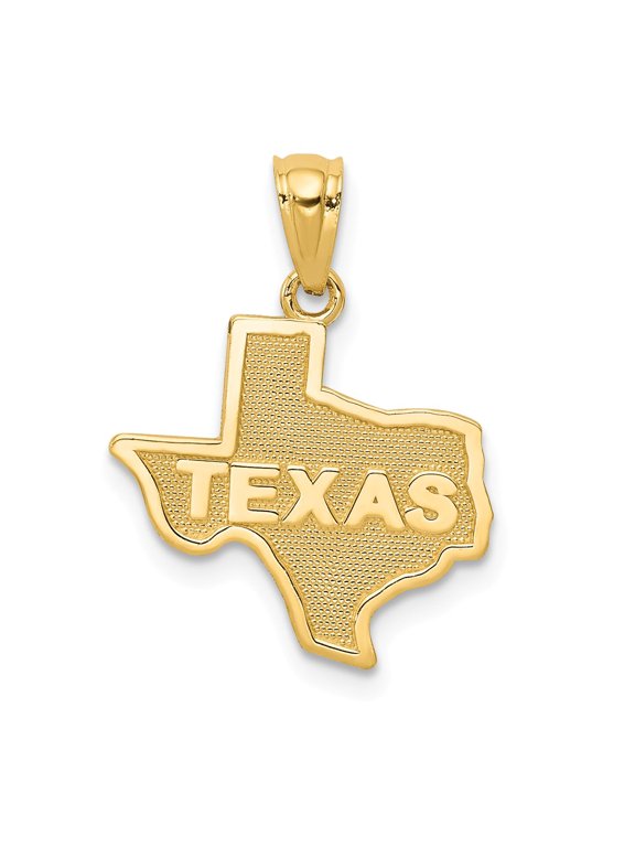 14K Yellow Gold Charm Pendant Men'S 20 mm 15.5 State Of Texas