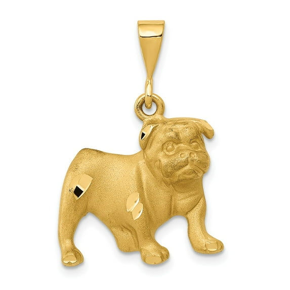 14K Yellow Gold Charm Pendant Men'S 29 mm 20 Bulldog