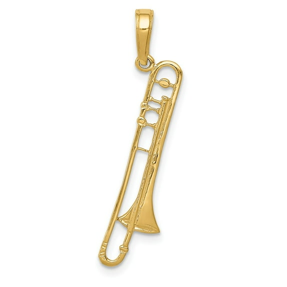 14K Yellow Gold Charm Pendant Men'S 30 mm 8 Trombone