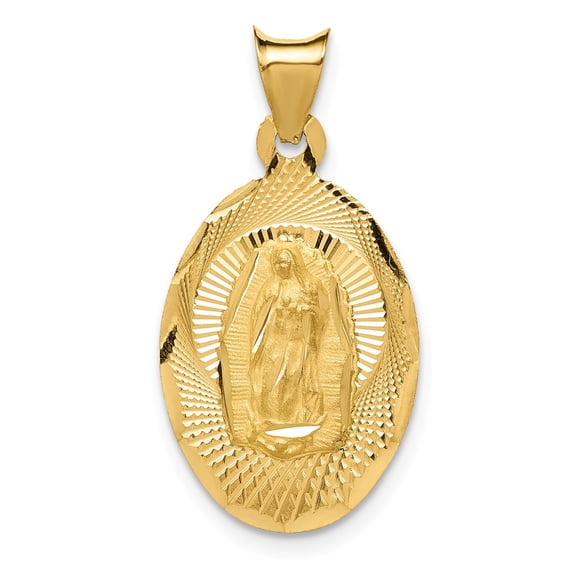 14K Yellow Gold Charm Pendant Our Lady Of Guadalupe