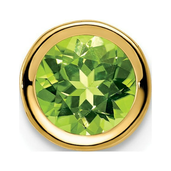 14K Yellow Gold Charm Pendant Peridot Round Green 7 mm
