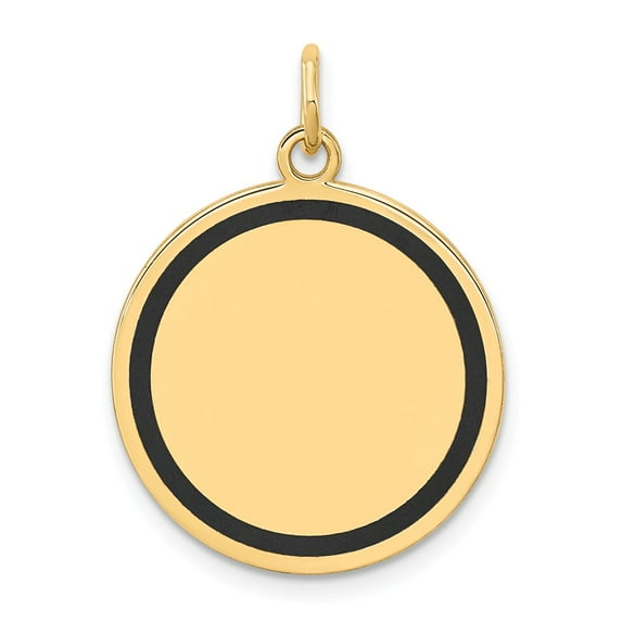14K Yellow Gold Charm Pendant Personalized Black 26.08 mm 19.27