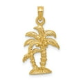 thumbnail image 1 of 14K Yellow Gold Charm Pendant Polished & Textured Double Palm Trees, 1 of 3