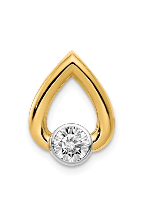 14K Yellow Gold Charm Pendant Slide Center Stone Mounting 16 mm 12
