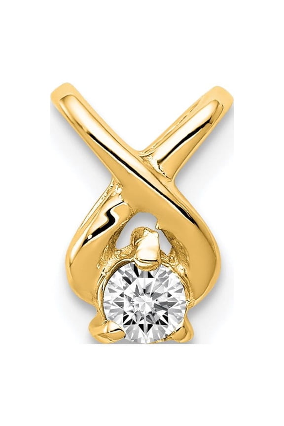 14K Yellow Gold Charm Pendant Slide Center Stone Mounting 9 mm 6