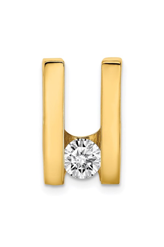 14K Yellow Gold Charm Pendant Slide Only Center Stone 18 mm 10
