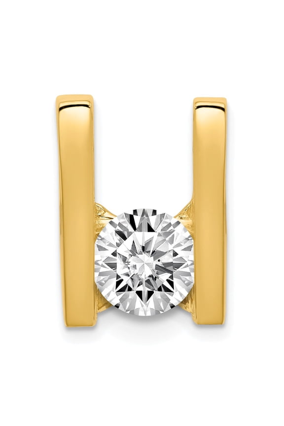 14K Yellow Gold Charm Pendant Slide Only Center Stone 20 mm 13