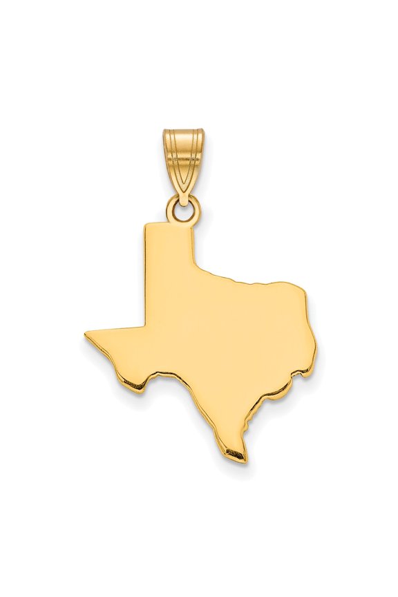 14K Yellow Gold Charm Pendant Texas Tx State Bail Only
