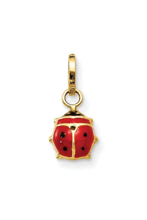 14K Yellow Gold Charm Pendant Themed 13 mm 5.5 Enameled Ladybug