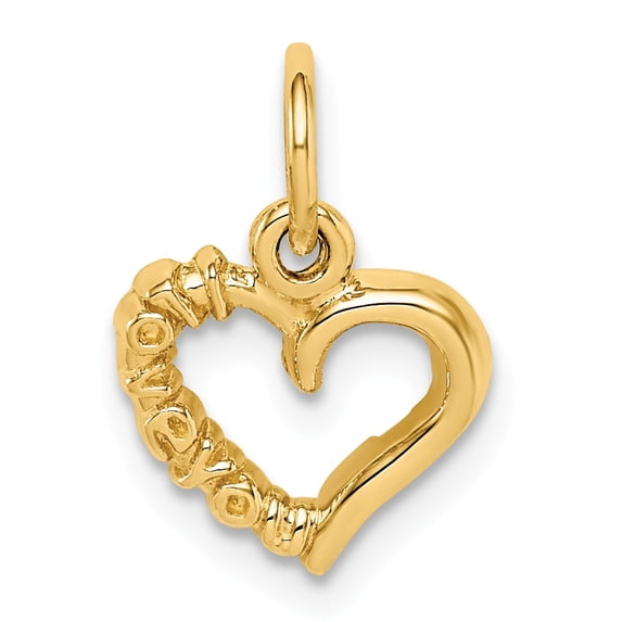 14K Yellow Gold Charm Pendant Themed 15 mm 11 Polished I Love You Heart