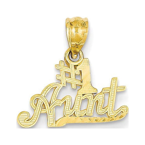 14K Yellow Gold Charm Pendant Themed 15 mm 16 #1 Aunt