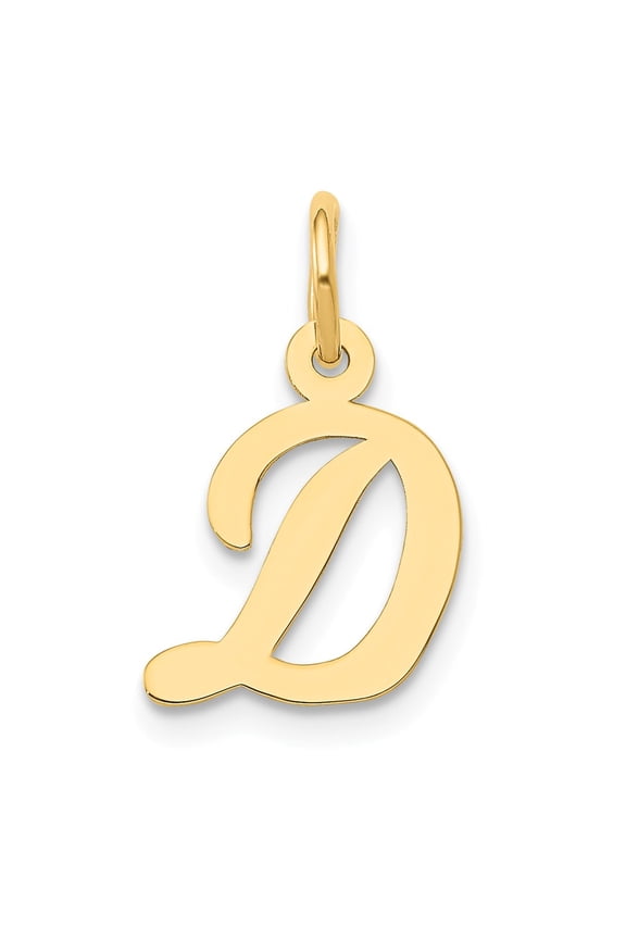 14K Yellow Gold Charm Pendant Themed 17 mm 11 Small Script Initial D