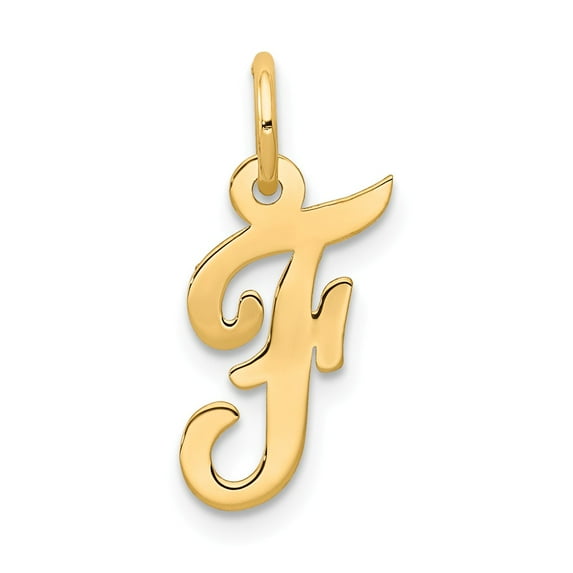 14K Yellow Gold Charm Pendant Themed 17 mm 8-11 Small Script Initial F