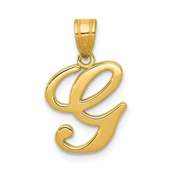 14K Yellow Gold Charm Pendant Themed 18 mm 12 G Script Initial