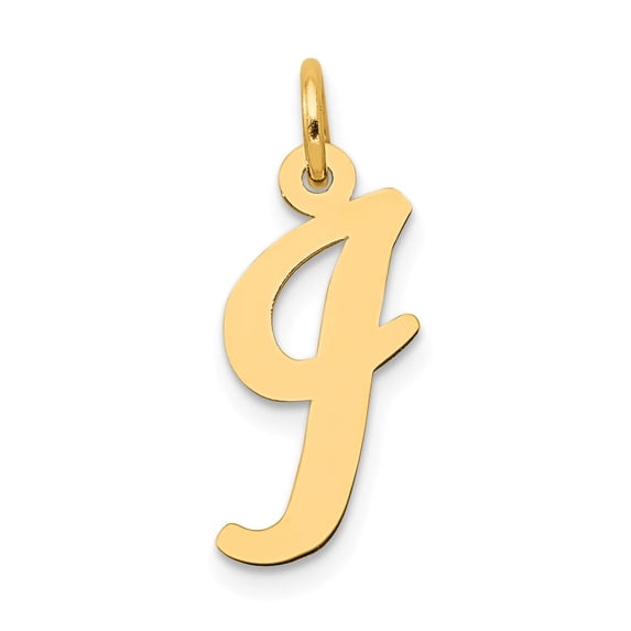 14K Yellow Gold Charm Pendant Themed 19 mm 10-13 Medium Script Initial I