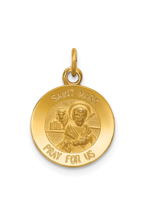 14K Yellow Gold Charm Pendant Themed 19 mm 12 Saint Mark Medal