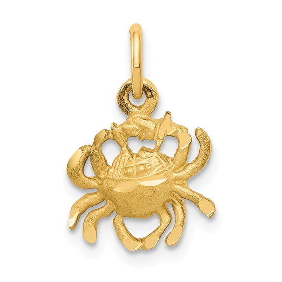 14K Yellow Gold Charm Pendant Themed 20 mm 10 Cancer Zodiac