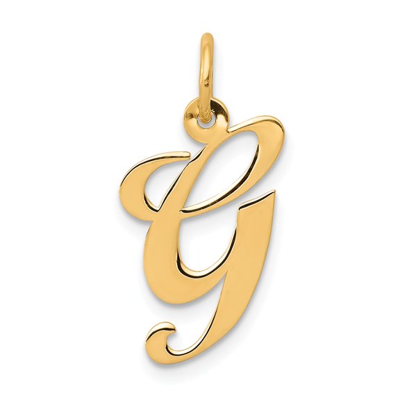 14K Yellow Gold Charm Pendant Themed 20 mm 14-21 Medium Fancy Script Initial G