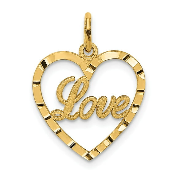 14K Yellow Gold Charm Pendant Themed 21 mm 16 Love Heart