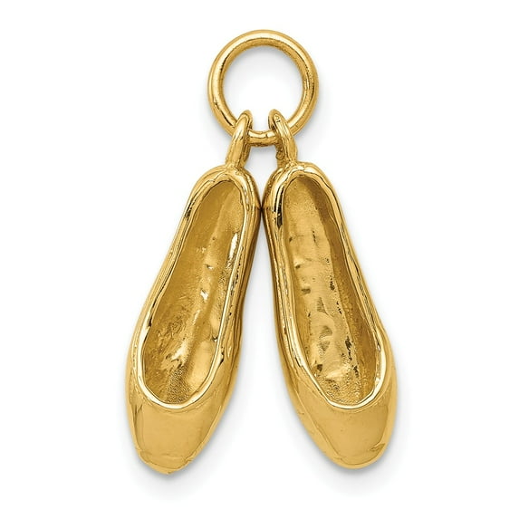 14K Yellow Gold Charm Pendant Themed 22 mm 11 Ballet Slippers
