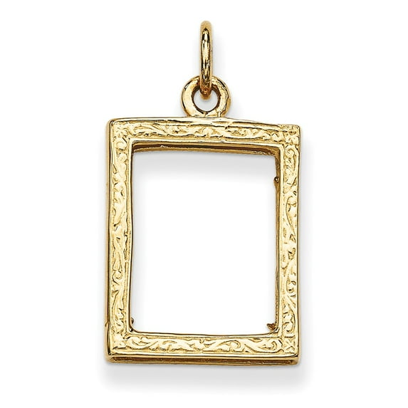 14K Yellow Gold Charm Pendant Themed 22 mm 14 Small Picture Frame