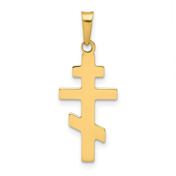 14K Yellow Gold Charm Pendant Themed 27 mm 11 Eastern Orthodox Cross
