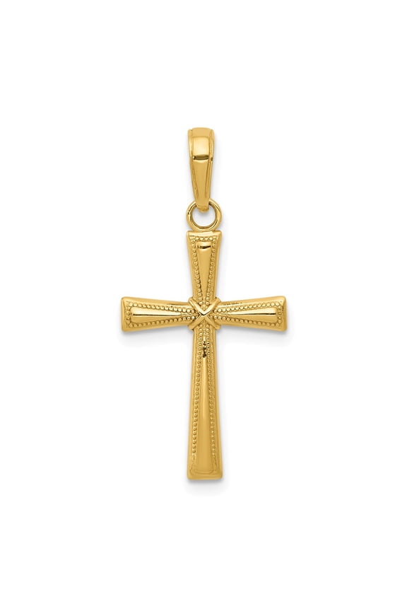 14K Yellow Gold Charm Pendant Themed 27 mm 14 Diamond-Cut X Cross