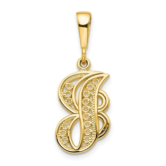 14K Yellow Gold Charm Pendant Themed 28 mm 14-17 Initial J