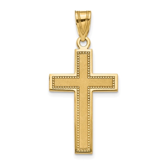 14K Yellow Gold Charm Pendant Themed 31 mm 16 Large Satin Cross
