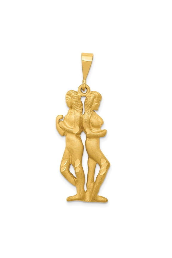 14K Yellow Gold Charm Pendant Themed 40 mm 15 Gemini Zodiac